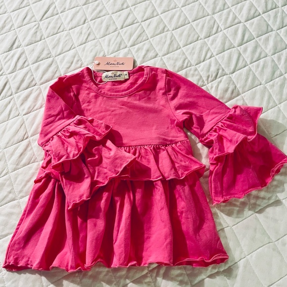 NWT Marie Nicole Toddler Girl's Pink Ruffly Top/Bellbottom Pant Set Sz S(2-3) - Picture 4 of 8